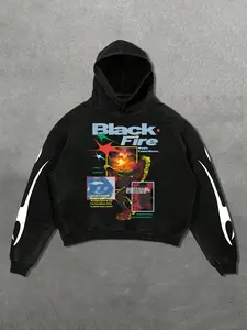 Unisex Hooded Cotton Sweatshirt with Unique Print Design, Casual Fitted Style for All Seasons, Comfortable & Stylish Daily Wear