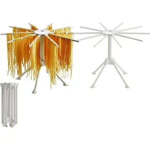 2 Pack Foldable Pasta Drying Rack, Homemade Fresh Spaghetti Stand Collapsible Dryer Noodle Hanger for Kitchen with 10 Arms, White
