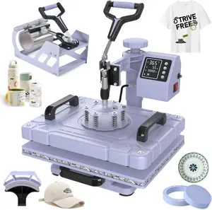 Seeutek 5-in-1 Heat Press Machine 12x15 Inch with 360 Swing Away for Sublimation & Heat Transfer Professional Grade for T-Shirts Mugs Hats Plates Caps