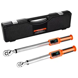 2-Piece Electronic Digital Torque Wrench Set, 1/2 in & 3/8 in Drive, 72-Tooth, ±2% High Accuracy, Preset Value, Buzzer & LED Notifications, for Automotive Use