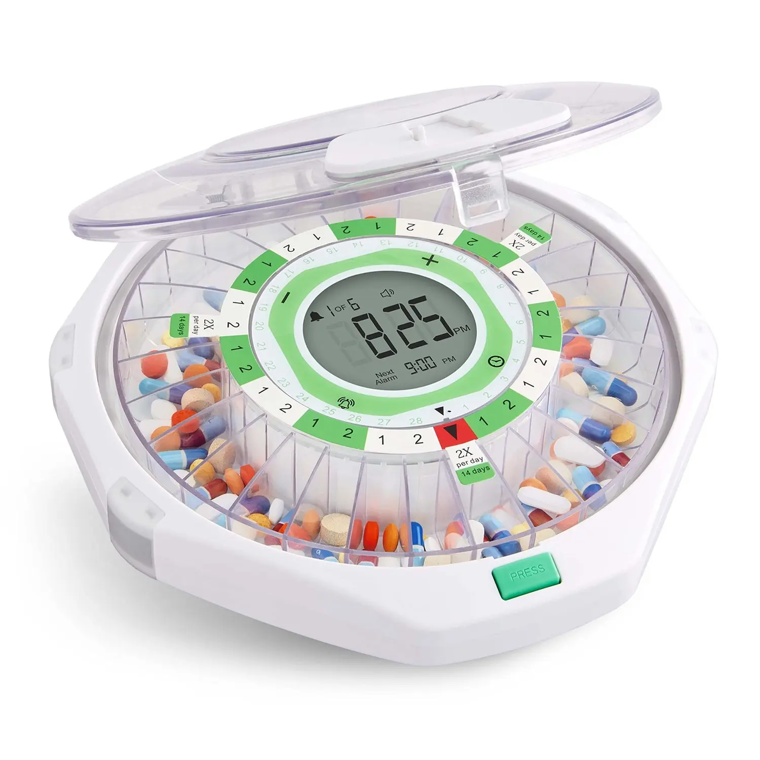 LiveFine 28-Day Automatic Pill Dispenser with Upgraded LCD Display and Key Lock