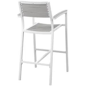 Modway Maine Outdoor Patio Bar Stool in White Light Gray