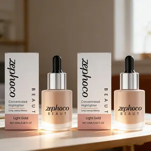 2-Piece Light Gold Concentrated Highlighter Liquid (20ML*2), Easy Application, Adds Gloss, Travel-Friendly, Daily Facial Makeup