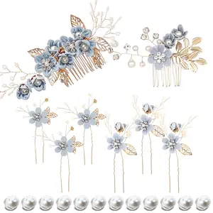 Shine at Every Occasion: 20PCS Floral Wedding Hair Pieces Set, Elegant Formal Headpieces for Bride, Bridesmaids & Women