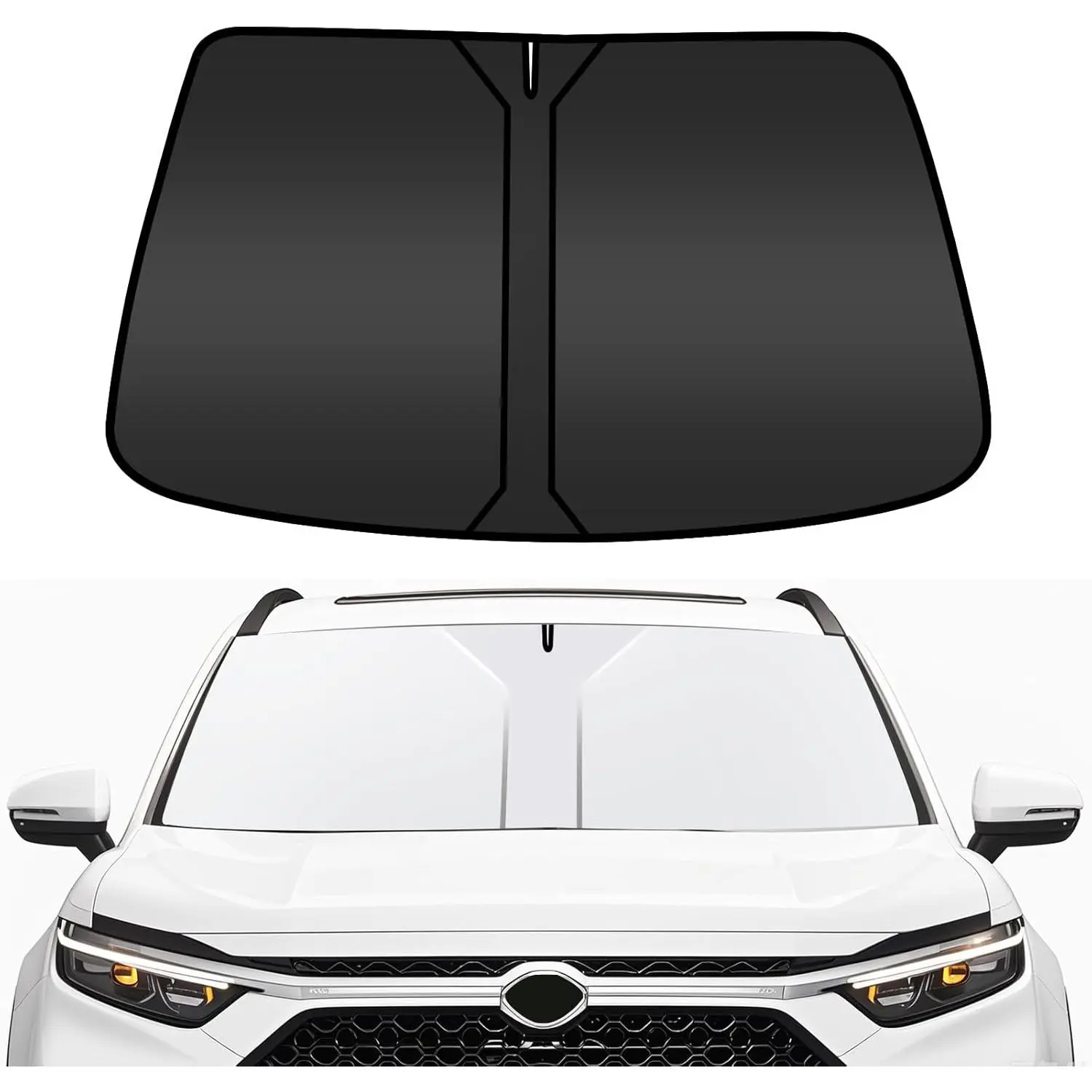 Windshield Sunshade, Double Thickened Sun Blocker for Front Window, UV Protection in , Auto Necessities Fits  ,  Shade Sun Shield, Interior Visor Accessory for Women