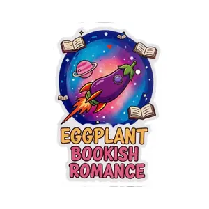 Eggplant Bookish Romance Kiss-Cut Sticker | Space Rocket, Books, Cute Text