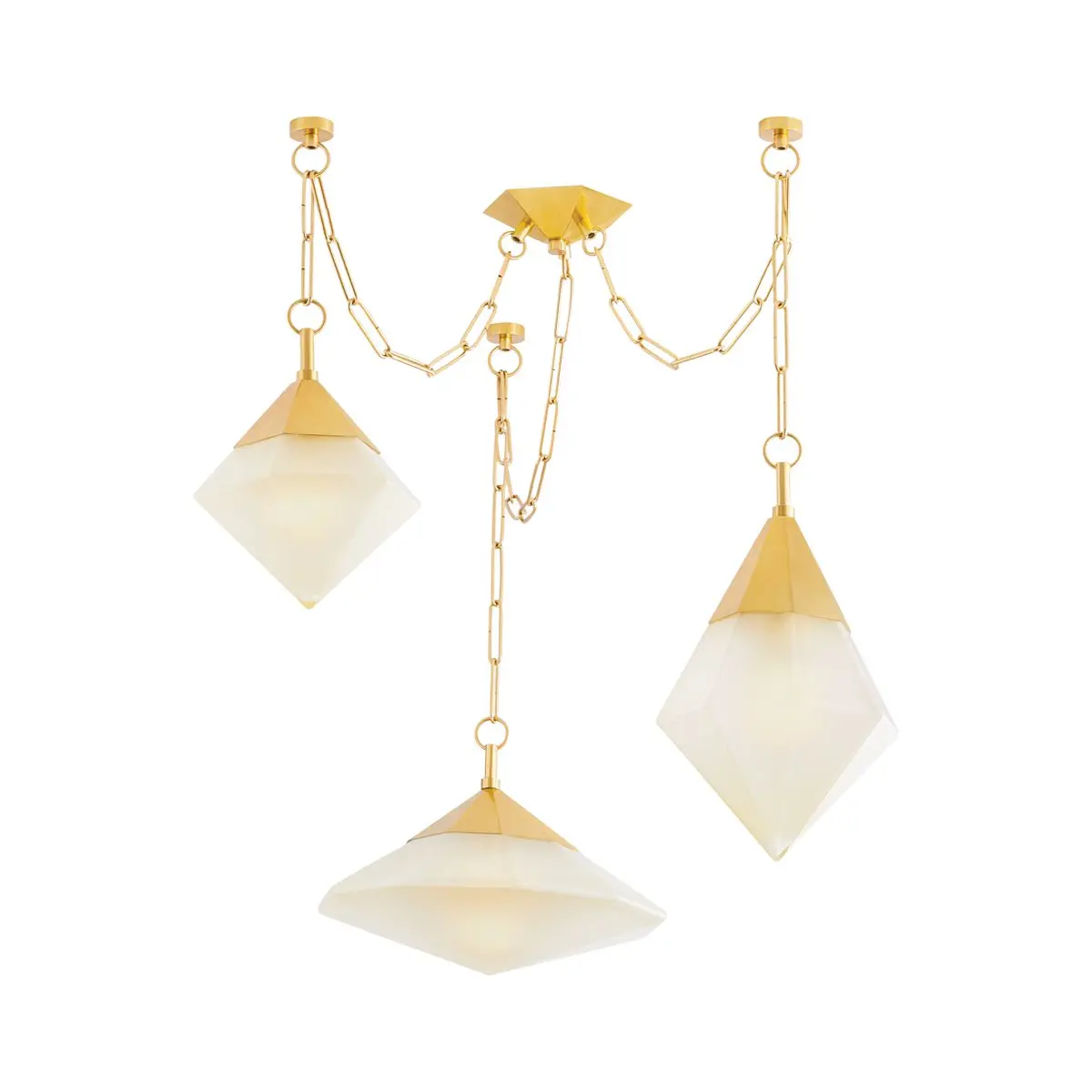 Angelique Chandelier - 3 Light Vintage Brass Fixture with Sparkling Seeded Glass Pendants