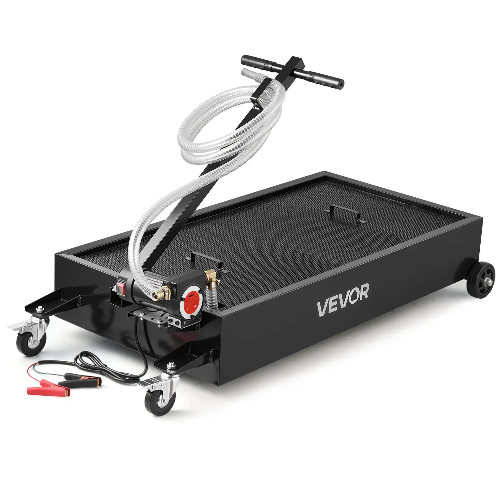 【summerfinds】VEVOR Low Profile Oil Drain Pan, 20 Gallon Capacity, Rolling Oil Drain Pan with Electric Pump & 7.2 ft Hose, Leak-proof & Corrosion-resistant, Fit for Cars, SUVs, Trucks, Motorcycles, ATVs, Metal