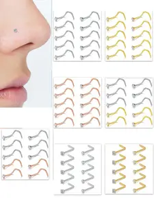 10pcs Nose Studs Nose Rings for Women, 20g L Shaped Corkscrew Nose Ring, Stainless Steel Nose Screw Studs, Fashion Jewelry Accessories, Nose Piercing Jewelry