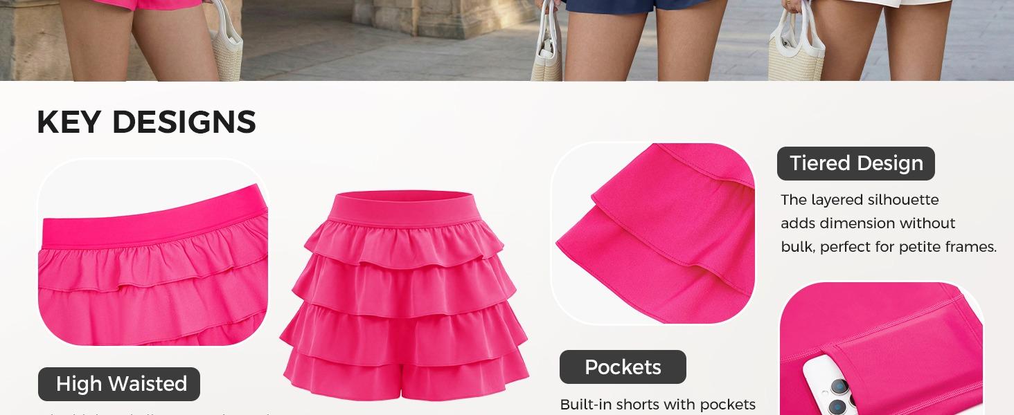 Fisoew Womens Summer Mini Skirts Casual Ruffle Tiered High Waisted Y2K Skorts Yoga Tennis Skirt Built-in Shorts & Pockets Fisoew Womens Summer Mini Skirts Casual Ruffle Tiered High Waisted Y2K Skorts Yoga Tennis Skirt Built-in Shorts & Pockets