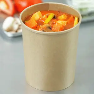 [500 ct] 32 oz Gourmet Paper Food Container | Kraft | 115 mm
