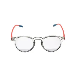 Blue Light Blocking Photochromic Glasses Round Circle Frames- Omar Glasses- Grey/ Red/Blue| Transitions to Sunglasses | Work From Home | Anti- Headache Clear