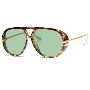 VANLINKER Trendy Polarized Aviator Sunglasses for Women Men Retro Oversized Round Sunglasses Vintage Shield Shades