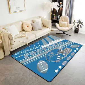 Football Living Room Rugs for Bedroom Area Rug Boys Girls Rugby Sports Decor Carpet Football City Indoor Floor Mat Blue Gray