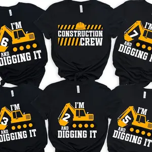 Construction Crew Shirt, Construction Birthday Party Shirts, Birthday, Matching Friends Shirts, Birthday Gifts For Him, Birthday Boy Shirt Unisex Hoodie T-shirt And Funny Sweatshirt P