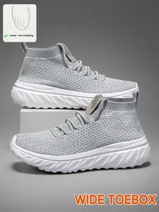 Men's Wide Fit Casual Sneakers, Breathable Fabric Upper, EVA Sole, Round Toe, Platform Heel, All Season Comfort, Ideal for Daily Wear