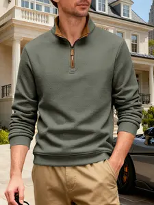 Men's Casual Loose-Fitting Jacket & Coat, Autumn Winter Waffle Knit Outerwear, Soft Elastic Texture, Medium Thickness, Daily Wear