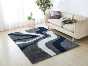 Multicolored soft carpets, mats & Rugs, Aria Black, White & Red Soft Shaggy Area Rugs multicoloured anti-skid mats & rugs