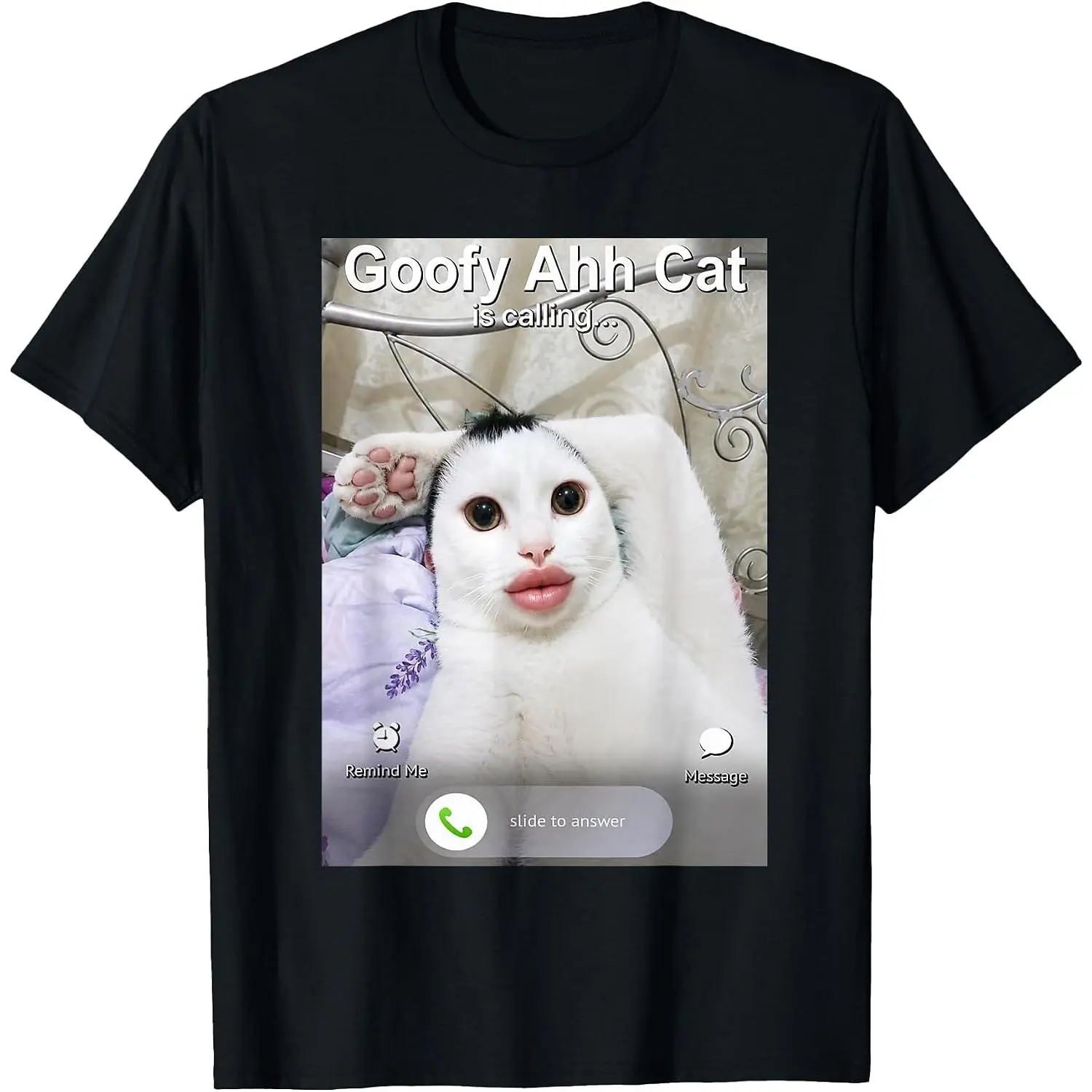 Funny Goofy Ahh Cat is Calling Funny Brainrot Meme T-Shirt Women Men Unisex Cotton Clothing Streetwear