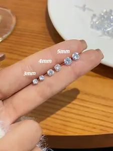 3mm Sleeping Earrings Set, Stud Earring for Men & Women, Casual Style, Plain Design, Alloy Material, All Seasons Wear, Choking Hazard Warning