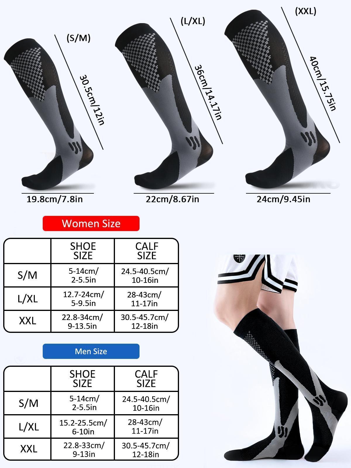 6 Pairs Compression Socks,  20-30 mmHg Comfy Breathable Sport Socks for Running Jogging Cycling, Athletic Socks for Men & Women