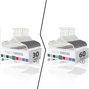 30/60pcs Heavy Duty Non-Slip Plastic Hangers With 360° Swivel Hooks - Space Saving Closet Organizers, Multi-Functional For Shirts/Pants/Towels - Thick Powder Coated & Traceless Design Closet Organization Systems Closet Organizers And Storage