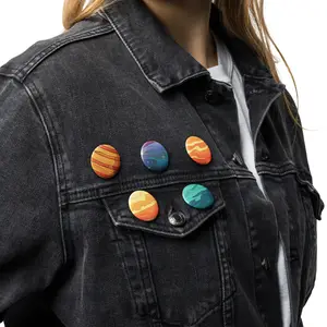Space Planet Pin Set - Glossy Custom Buttons with Cosmic Designs, Scratch & UV Resistant