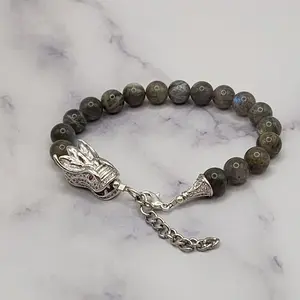 Labradorite & Silver Orobouros Bracelet