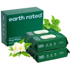 Earth Rated | 3-in-1 Pet Grooming Wipes for Dogs & Cats, Cleaning, Deodorizing & Hydrating, White Tea & Basil Scent, 400 Count Earth Rated | 3-in-1 Pet Grooming Wipes for Dogs & Cats, Cleaning, Deodorizing & Hydrating, White Tea & Basil Scent, 400 Count