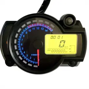 12V Universal Motorcycle Digital LCD Magnetic Pre-Wired Plug Gauge - Racing Dial, 7-Color Backlight, Speed/Trip/Odo Functions for ATV, Scooter