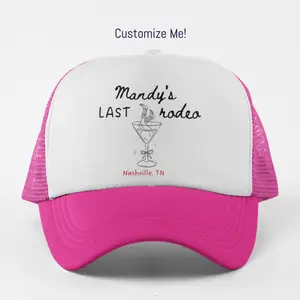 Custom Bachelorette Party Trucker Hat – Personalized COWGIRL Martini Rodeo Theme Party | Bachelorette Party Hats, Bday Hats, Nashville Austin Western Pool Bar Crawl Party Accessories, Matching Group Hats