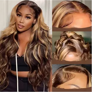 AG Hair HD Transparent 13x6 13x4 Lace Front 100% Human Hair Wigs Highlight Raw Brazilian 4# Chocolate Brown Smooth Body Wave/Straight Human Hair Wig 180 Density Lace Frontal Wigs P4/27 Highlight Raw Brazilian 613 Colored Brown Wig Human Hair For Women tik
