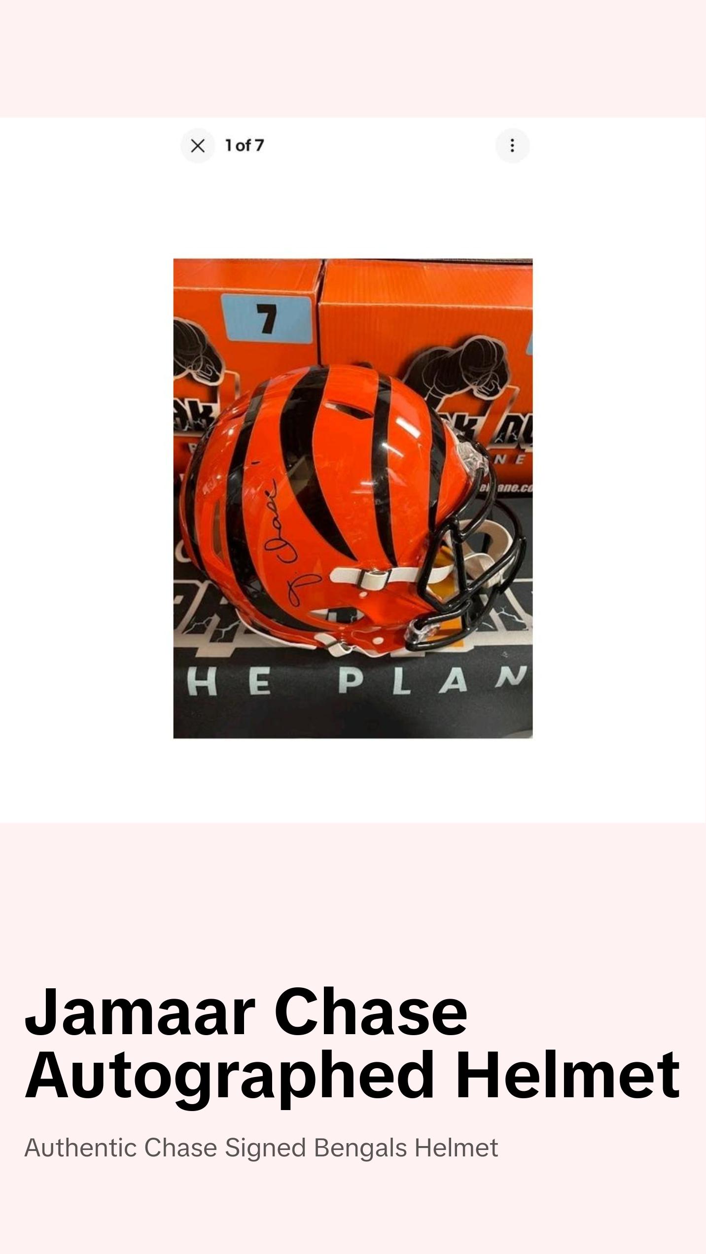 Jamaar Chase Autographed AUTHENTIC Bengals Full Size Helmet Beckett COA