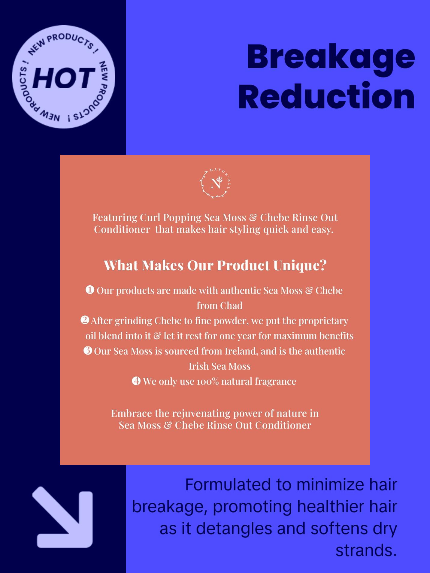 NaturAll Sea Moss & Chebe Conditioner - Sulfate-Free Anti-Frizz Formula to Moisturize, Detangle & Soften Dry Hair (8.5 Oz)