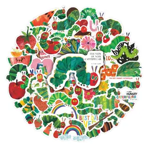 Aesthetic Cartoon Stickers, 50-Piece Hungry Caterpillar Vinyl Stickers, Perfect for Scrapbooks, Journals, Water Bottles, Craft Materials