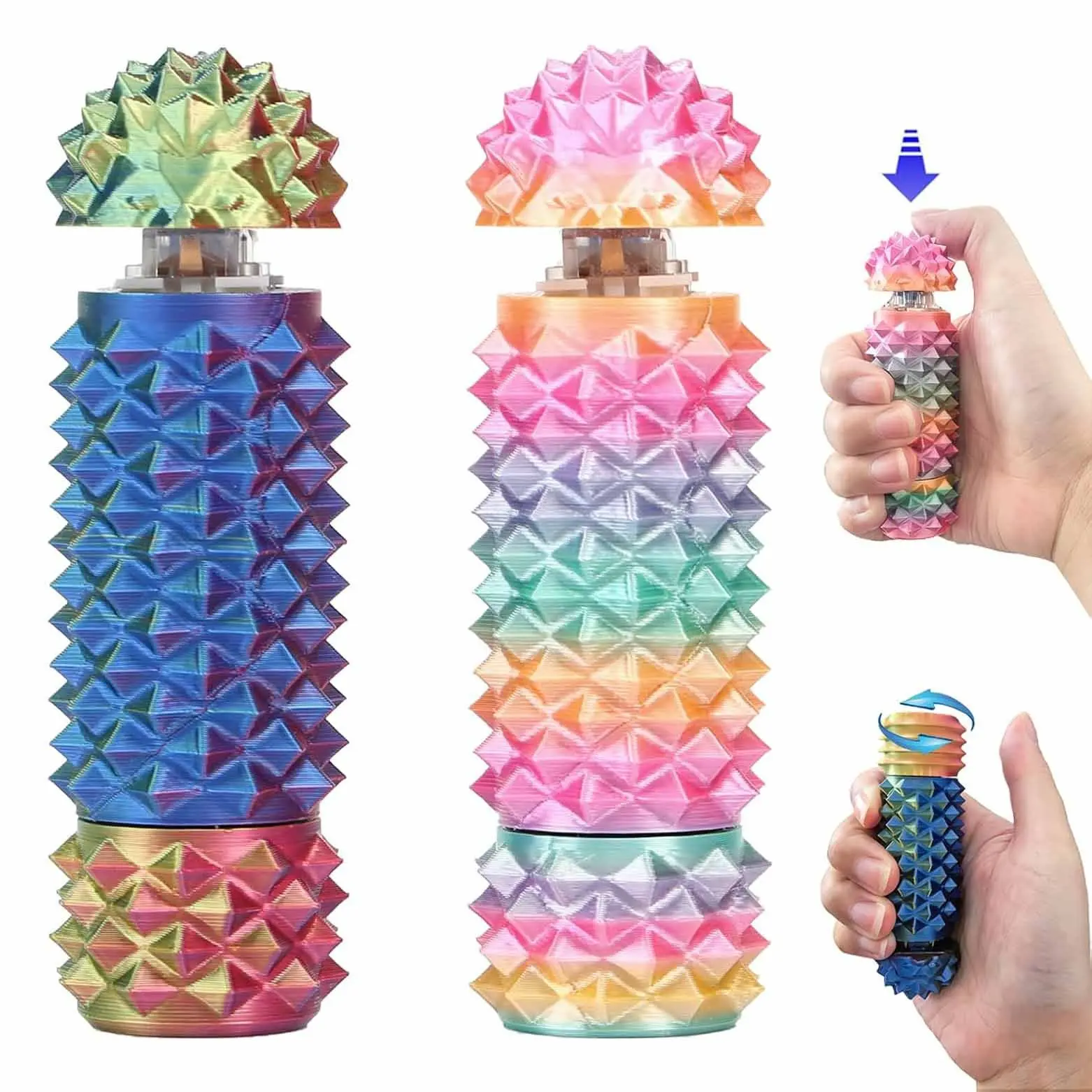Stress Relief Spiky Roller with Button & Rotating Device, Large Size, Eye-Catching Design, Portable Pocket Toy for Focus and Sensory Engagement, Stress Relief Gadgets, Rotatable Stress Relief, Stress Reliever