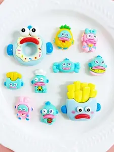 DIY Cute Cartoon Big Mouth French Fries Donut Shoe Charms 10PCS Set for Croc Clogs Fun Food Design Accessories for Kids Teens to Customize Shoes