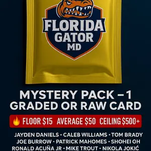 Florida Gator MD Mystery Pack - 1 Graded or Raw Card | Floor $15 | Average $50 | Ceiling $500+ | Sports Collectibles | Free First-Class Shipping (US Only)
