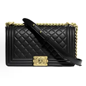 Pre-owned CHANEL Lambskin Shoulder Bags Le Boy Medium Black JM AM6546