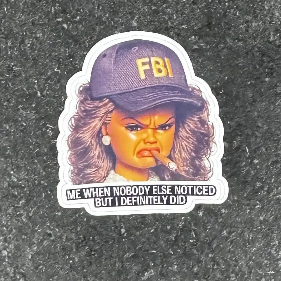 Detective Barbie Sticker | FBI Energy, Petty Observer Humor (Waterproof Vinyl)