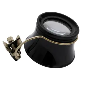 4X Clip-On Magnifying Loupe for Glasses – 1" Glass Lens, 2" Focal Length – Lightweight Black Anti-Glare Body – Flexible Wire Arm & Secure Clip for Detail Work, Jewelry, Watch Repair