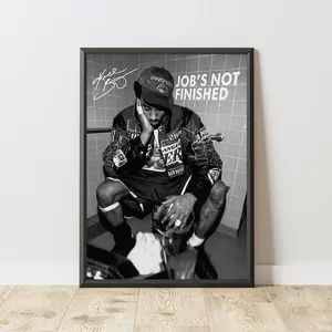[NO FRAME] Basketball Motivation Poster, Job's Not Finished Wall Art, Gift For Fans