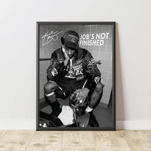 [NO FRAME] Basketball Motivation Poster, Job's Not Finished Wall Art, Gift For Fans