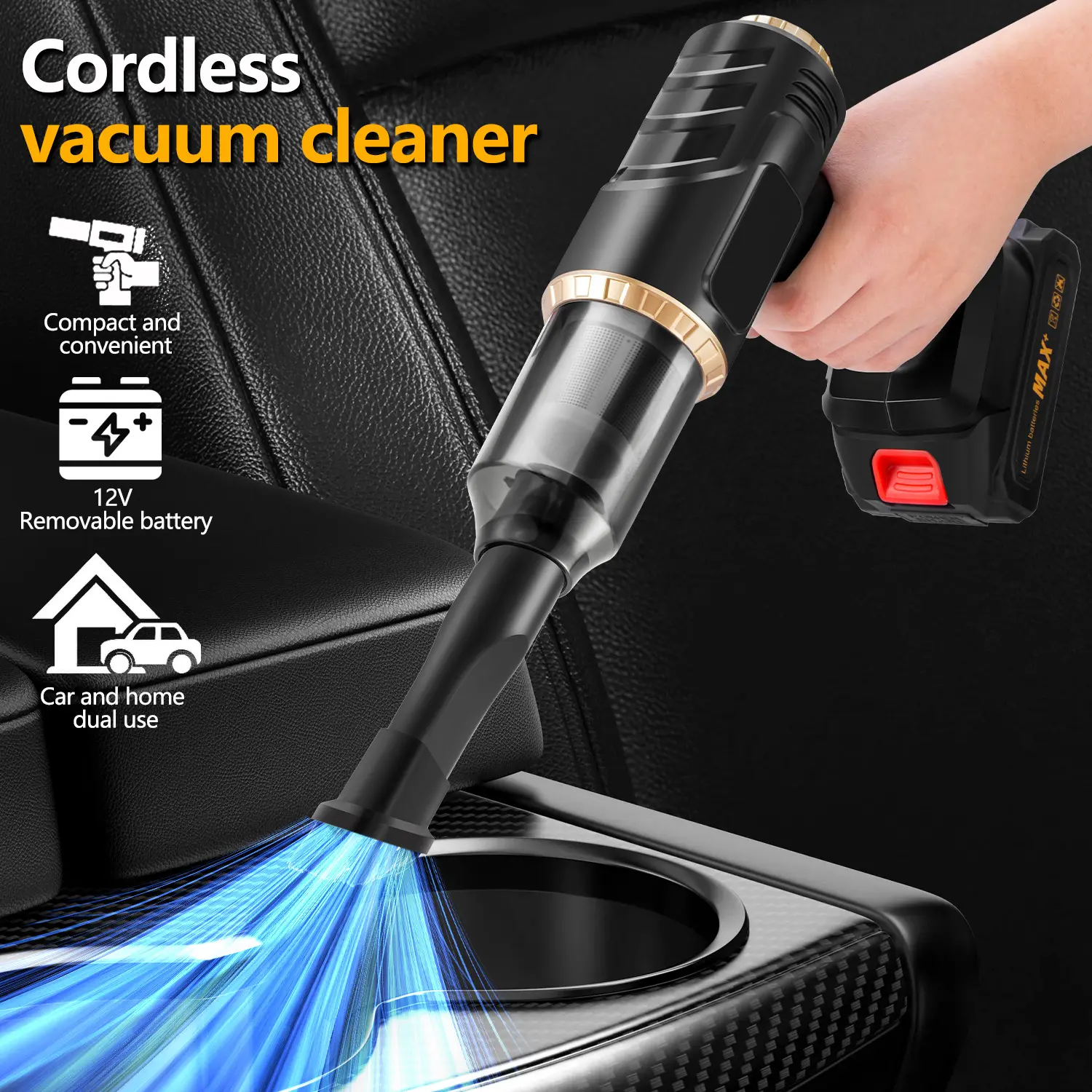 Cordless Handheld Vacuum Cleaner with Detachable Battery, Portable Rechargeable Mini Vacuum for Car, Home, Sofa, Desk, Keyboard and Tight Spaces