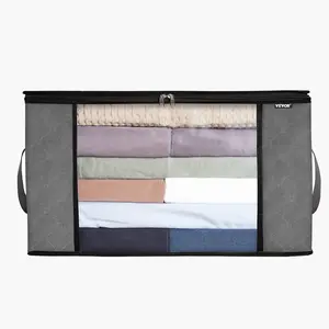 VEVOR 90L Large Storage Bags, 6 Pack Clothes Storage Bin, Foldable Closet Organizers Containers with Handle, Nov-woven Fabric Storage Bag for Clothing, Blanket, Comforter, Bed Sheet, Pillow(Grey)