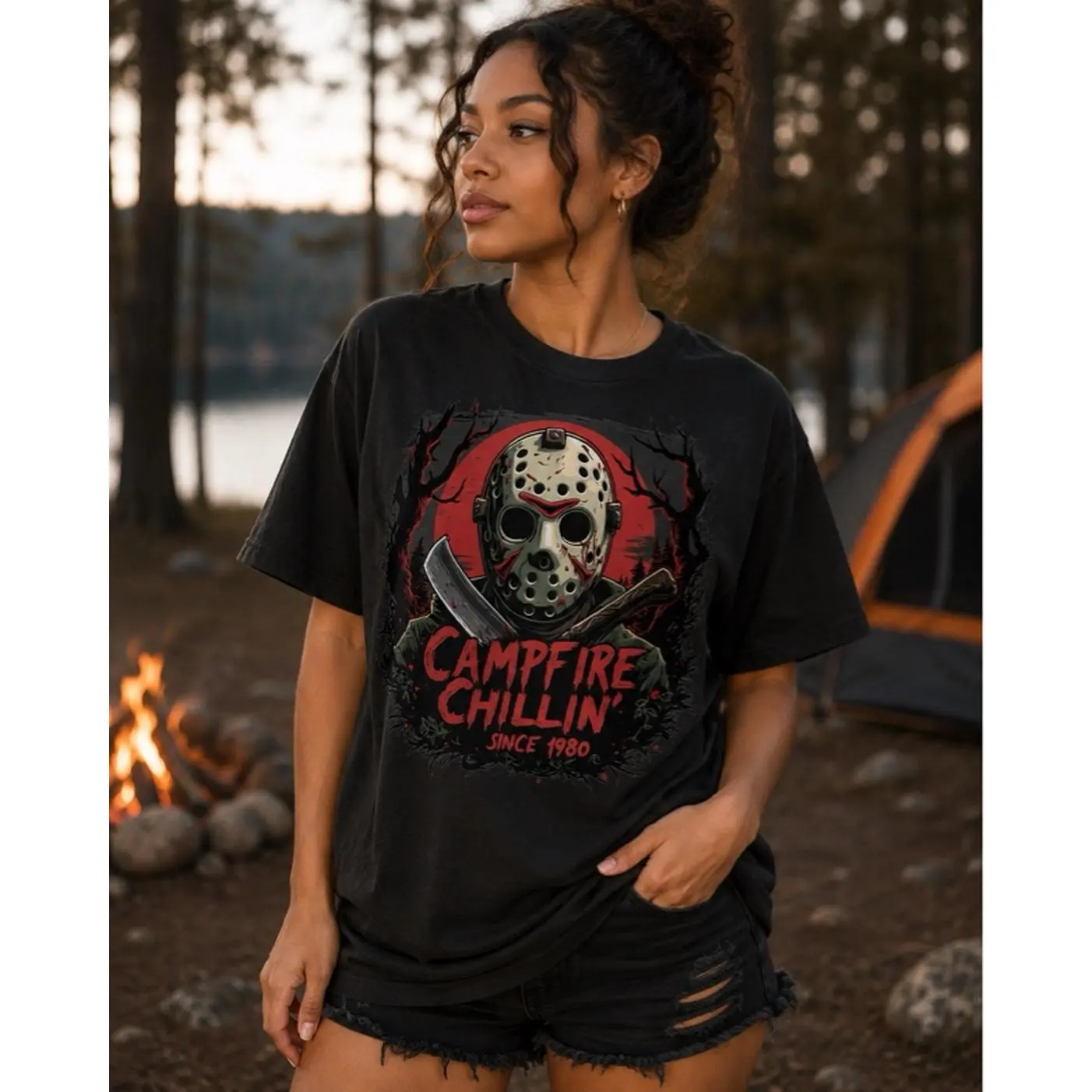 Campfire Chillin’ Slasher Halloween T-Shirt