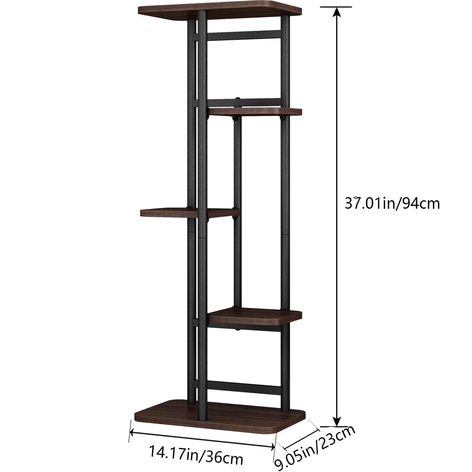 INGIORDAR 5-Tier 6-Potted Anti-Rust Spraying Vertical Plant Riser, Indoor-Outdoor Garden Planter Stand for Balcony, Living Room Corner, 14.17x9x37in Storage Shelf Unit