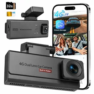 4G LTE Cellular Dash Camera for Cars, 4K Full HD Dual Dash Cam Front and Rear 170° Wide Angle, Anti Theft GPS Tracker, Night Vision, Real-time Alerts with 64GB Card, 24/7 Parking Mode