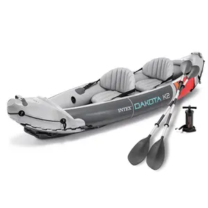 Intex Dakota K2 2 Person Vinyl Inflatable Kayak and Accessory Kit w/ Oars & Pump