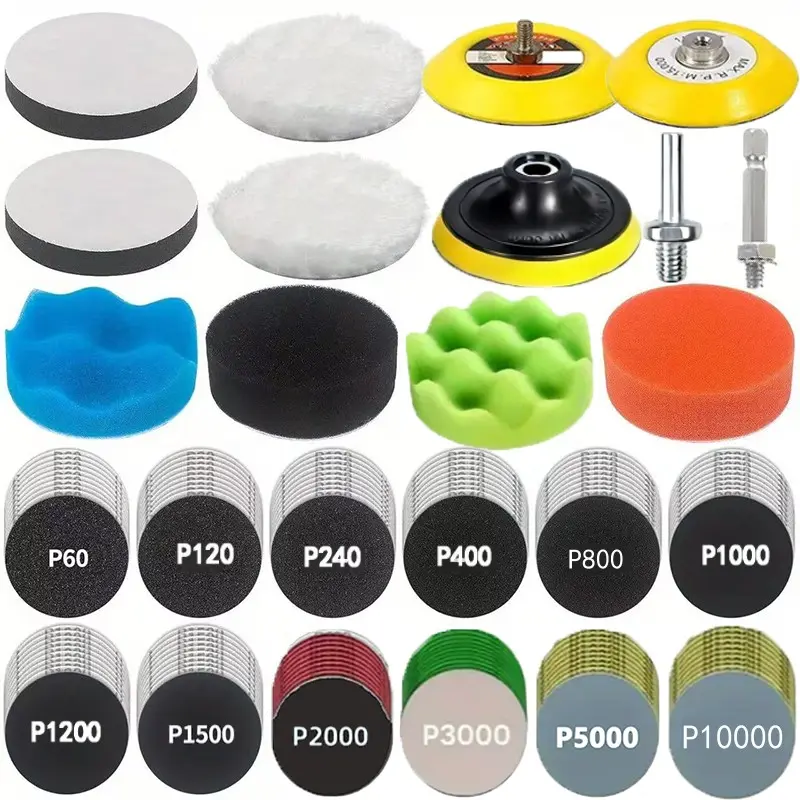 133pcs Sanding Machine Drill Bit Polishing Kit, 3 Inch Wet Dry Light Head Repair Set, Sandpaper Polishing Pad with Rotating Tool, Tool Accessories, Polishing System